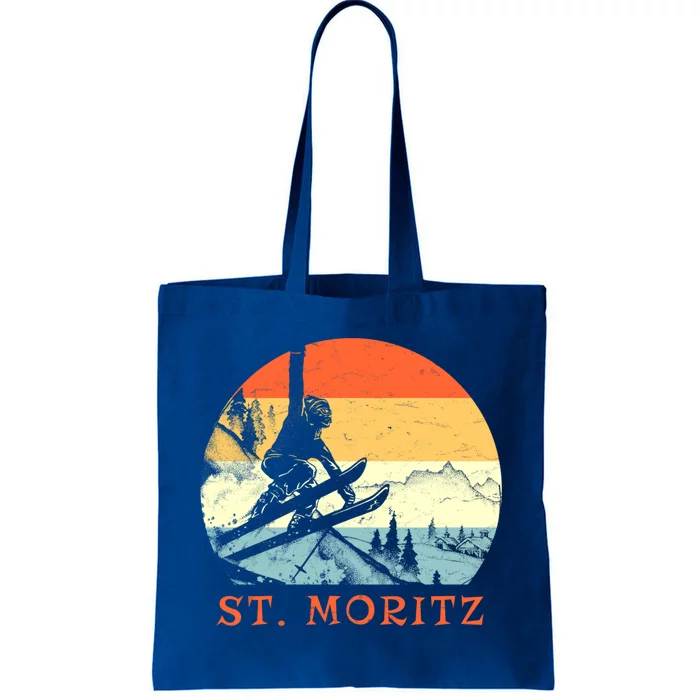 Ski St Moritz Switzerland Vintage Snow Skiing Vacation Gift Tote Bag