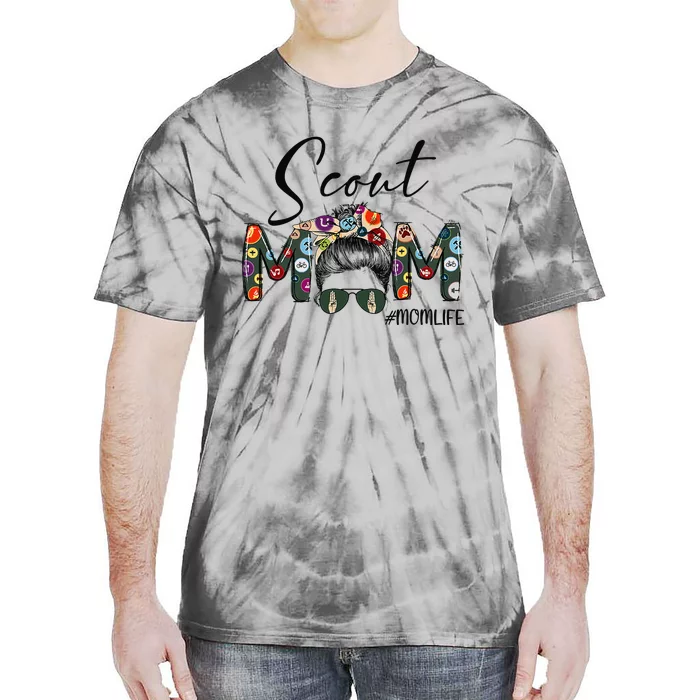 Scouting Scout Mom Life Messy Bun Hair Mother's Day Tie-Dye T-Shirt