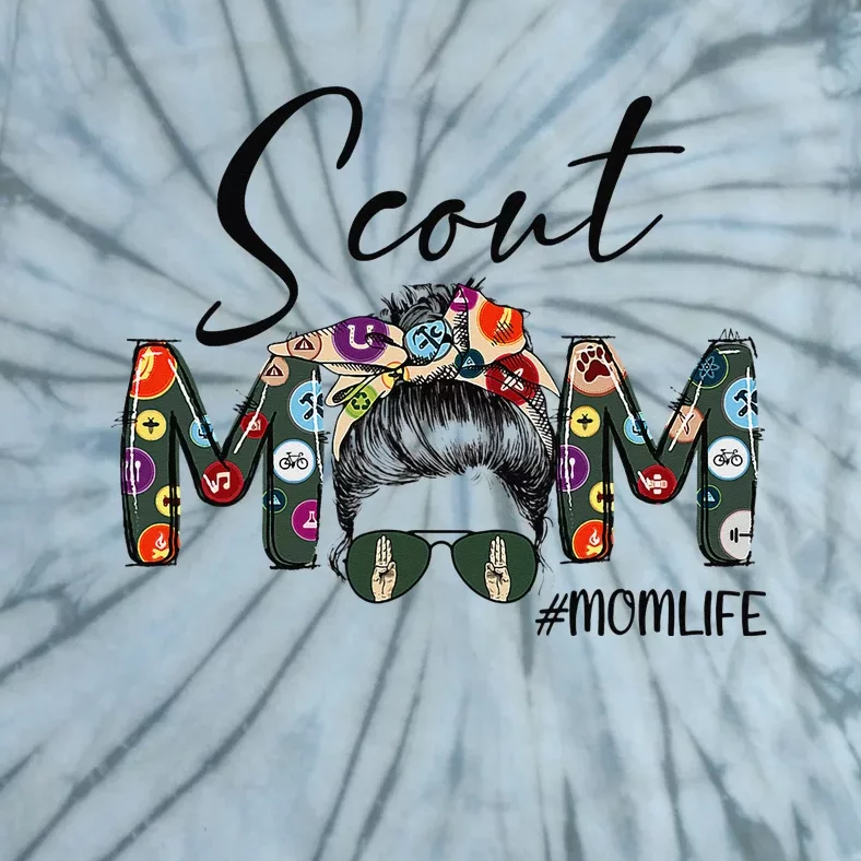 Scouting Scout Mom Life Messy Bun Hair Mother's Day Tie-Dye T-Shirt