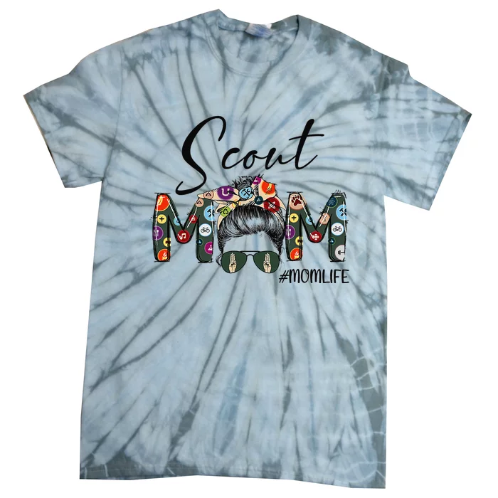 Scouting Scout Mom Life Messy Bun Hair Mother's Day Tie-Dye T-Shirt