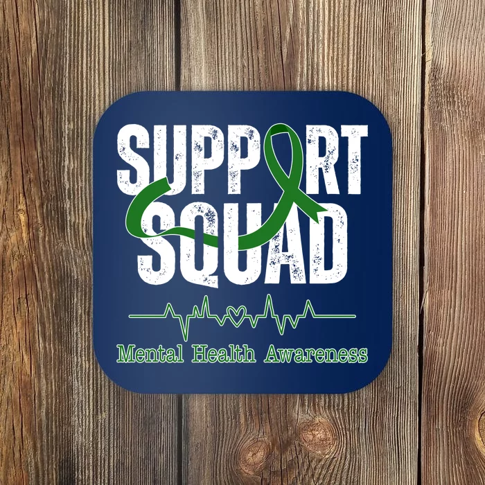 Support Squad Mental Health Awareness Heartbeat Ribbon Coaster