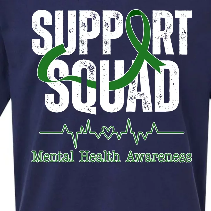 Support Squad Mental Health Awareness Heartbeat Ribbon Sueded Cloud Jersey T-Shirt