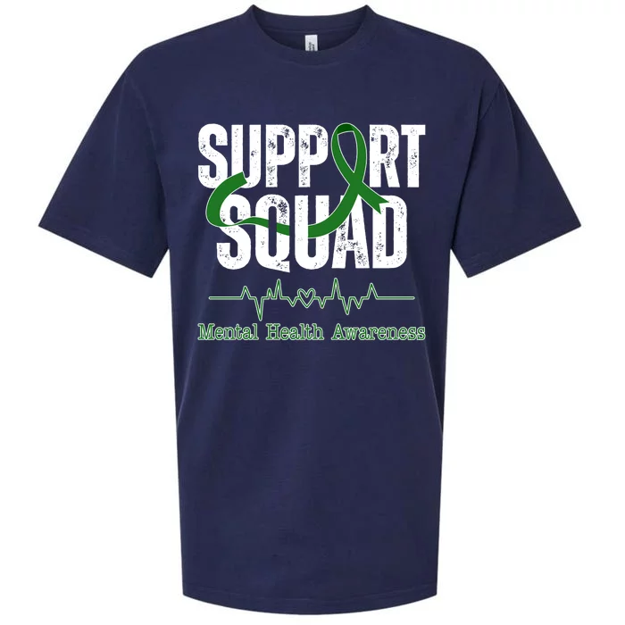 Support Squad Mental Health Awareness Heartbeat Ribbon Sueded Cloud Jersey T-Shirt