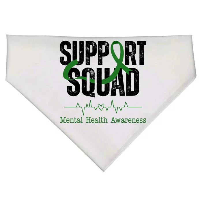 Support Squad Mental Health Awareness Heartbeat Ribbon USA-Made Doggie Bandana