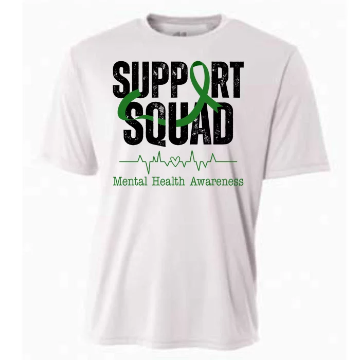 Support Squad Mental Health Awareness Heartbeat Ribbon Cooling Performance Crew T-Shirt