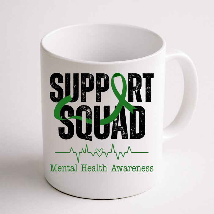 Support Squad Mental Health Awareness Heartbeat Ribbon Front & Back Coffee Mug