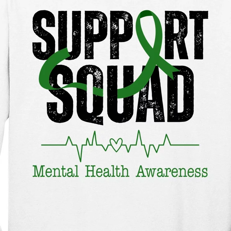 Support Squad Mental Health Awareness Heartbeat Ribbon Tall Long Sleeve T-Shirt