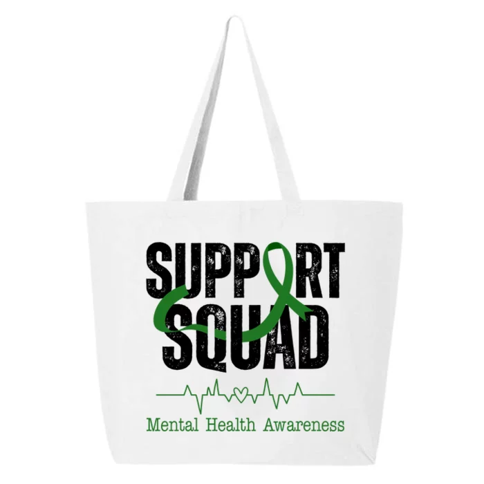 Support Squad Mental Health Awareness Heartbeat Ribbon 25L Jumbo Tote