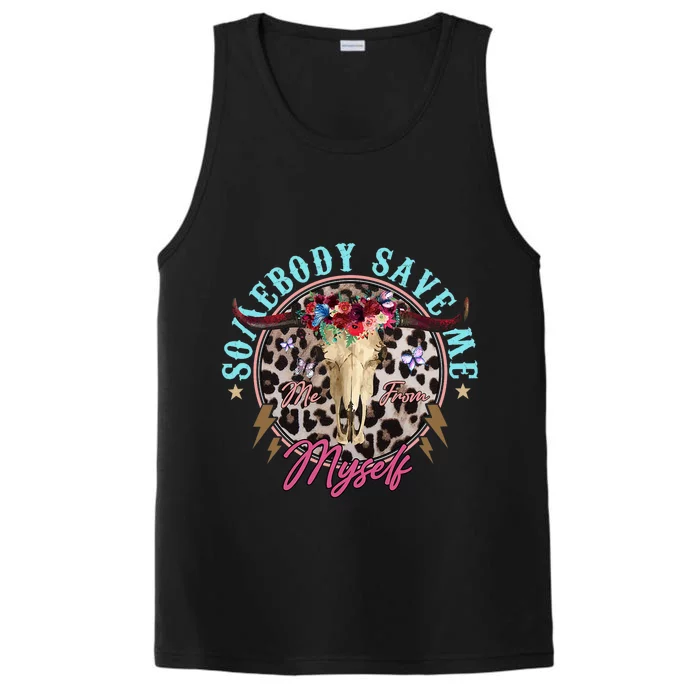 Somebody Save Me Country Music Retro Cowgirl Western Performance Tank