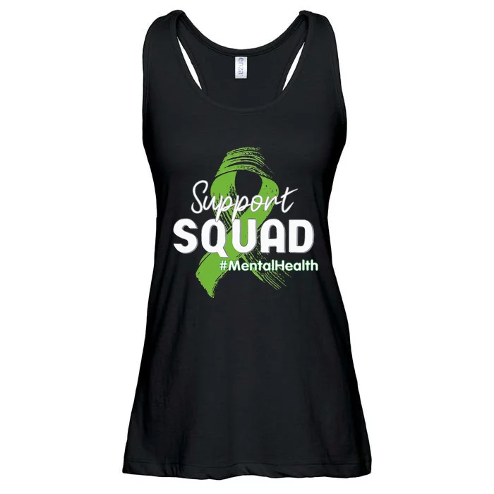 Support Squad Mental Health Awareness Lime Green Ribbon Ladies Essential Flowy Tank