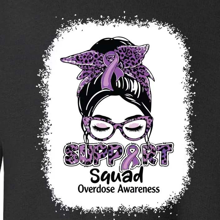 Support Squad Messy Bun Purple Ribbon Overdose Awareness Toddler Sweatshirt