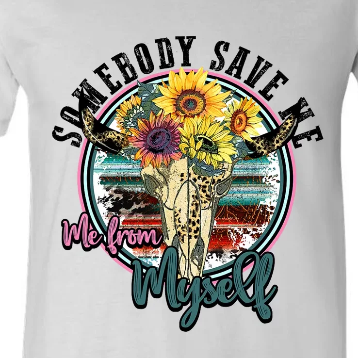 Somebody Save Me Country Music Retro Cowgirl V-Neck T-Shirt