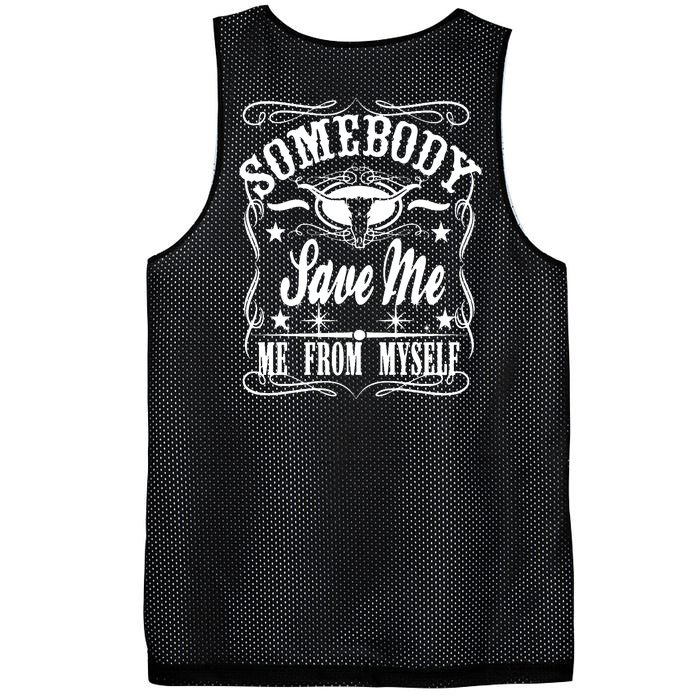 Somebody Save Me From Myself Country Music Front & Back Front & Back Mesh Reversible Basketball Jersey Tank