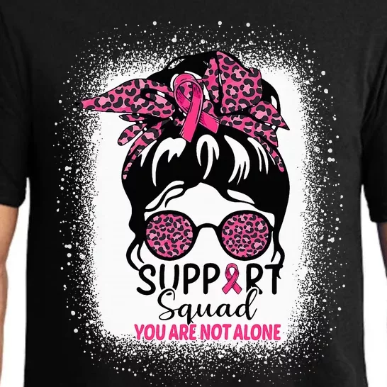 Support Squad Messy Bun Pink Warrior Breast Cancer Awareness Pajama Set