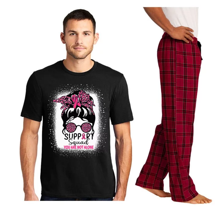 Support Squad Messy Bun Pink Warrior Breast Cancer Awareness Pajama Set