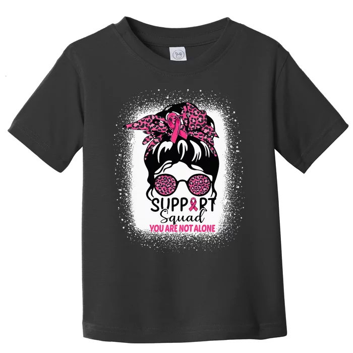 Support Squad Messy Bun Pink Warrior Breast Cancer Awareness Toddler T-Shirt