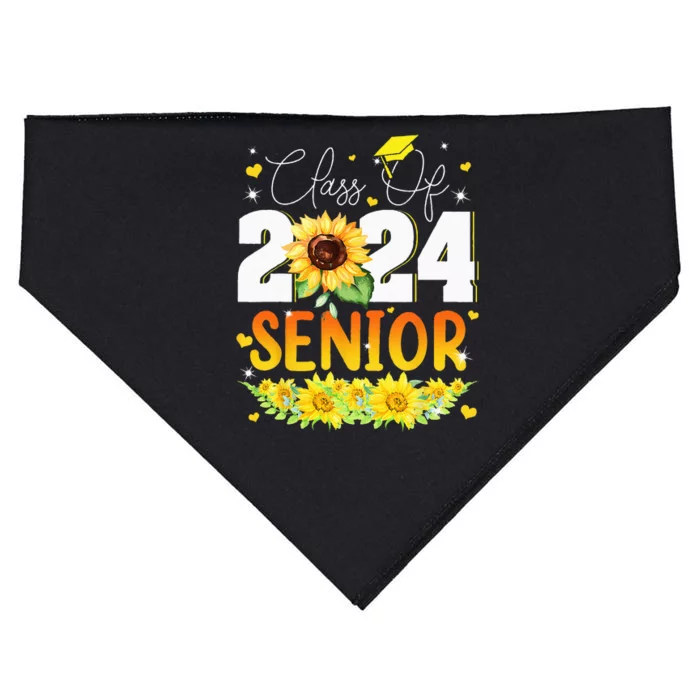 Sunflower Senior Mom 24 Graduation Senior Class Of 2024 USA-Made Doggie Bandana