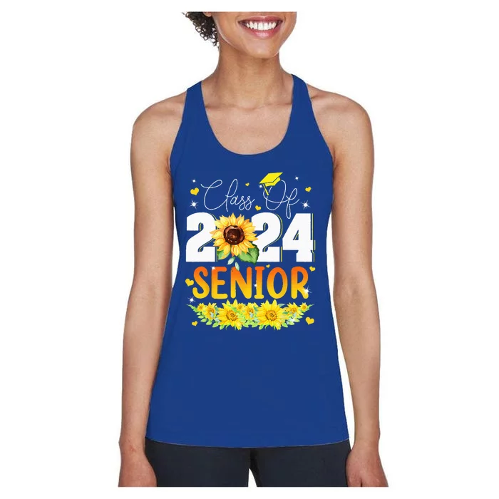 Sunflower Senior Mom 24 Graduation Senior Class Of 2024 Women's Racerback Tank