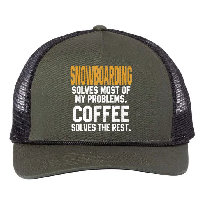 Snowboarding Solves My Problems Coffee Mountain Skiing Mom Gift Retro Rope Trucker Hat Cap