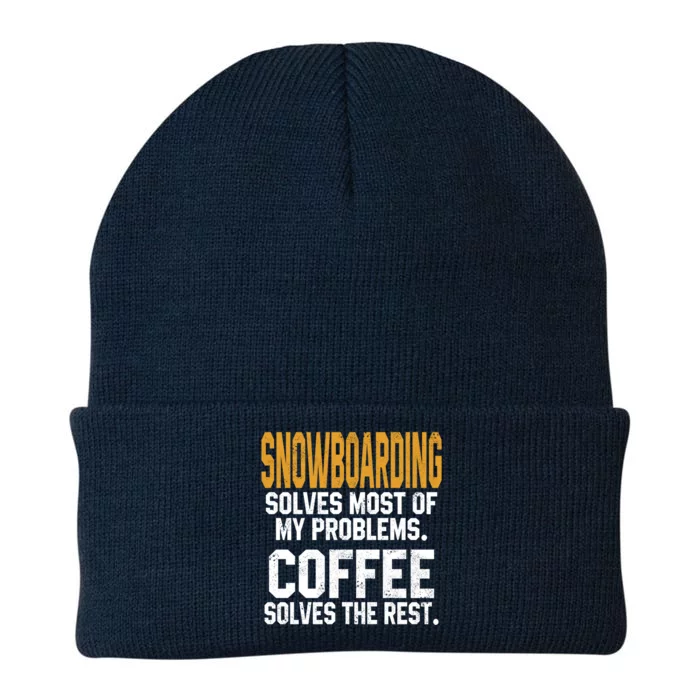 Snowboarding Solves My Problems Coffee Mountain Skiing Mom Gift Knit Cap Winter Beanie