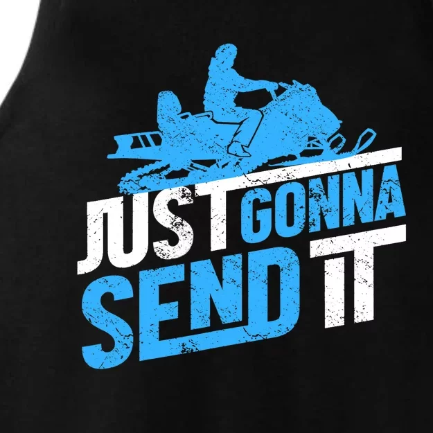 Snowmobiling Snow Machine Snowmobile - Just Gonna Send It Ladies Tri-Blend Wicking Tank