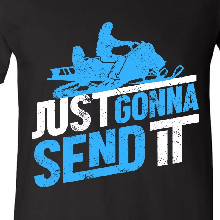 Snowmobiling Snow Machine Snowmobile - Just Gonna Send It V-Neck T-Shirt