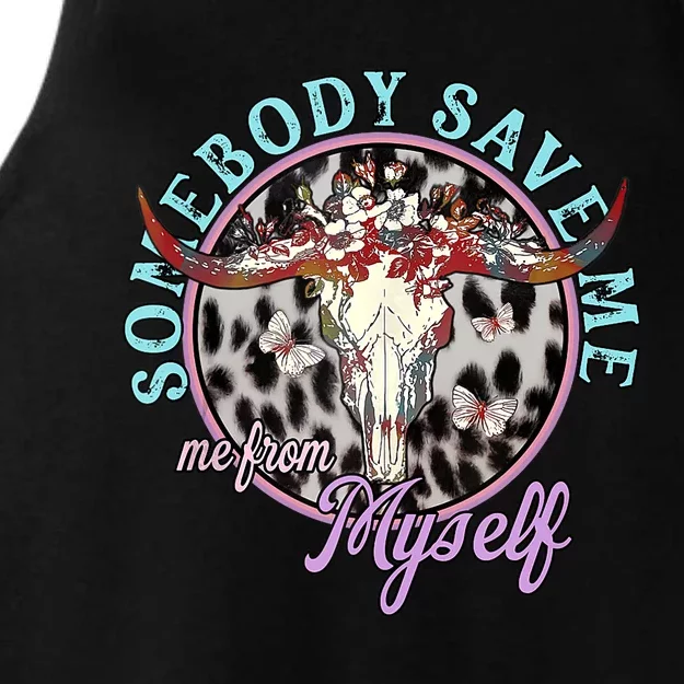 Somebody Save Me Country Music Retro Cowgirl Tees Ladies Tri-Blend Wicking Tank