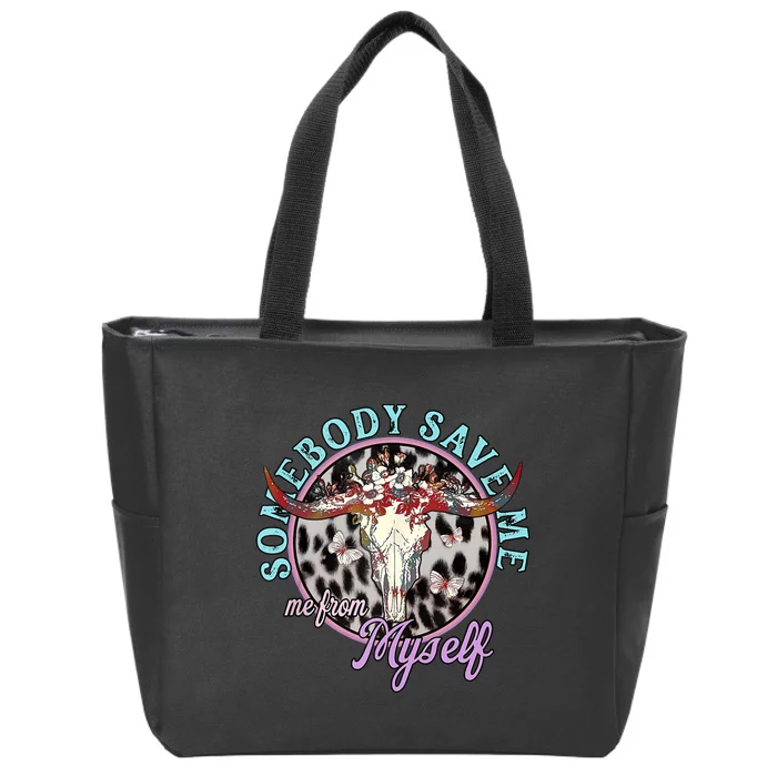 Somebody Save Me Country Music Retro Cowgirl Tees Zip Tote Bag