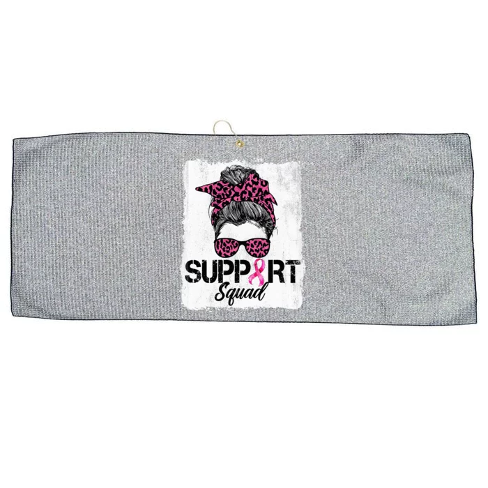 Support Squad Messy Bun Pink Warrior Breast Cancer Awareness Large Microfiber Waffle Golf Towel