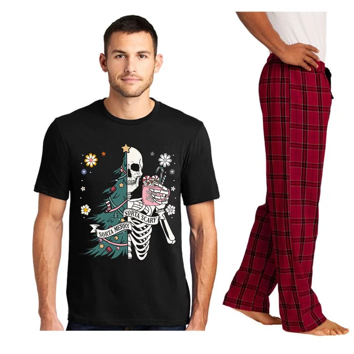 Sorta Scary Merry Sorta Christmas Skeleton Tree Santa Pajama Set