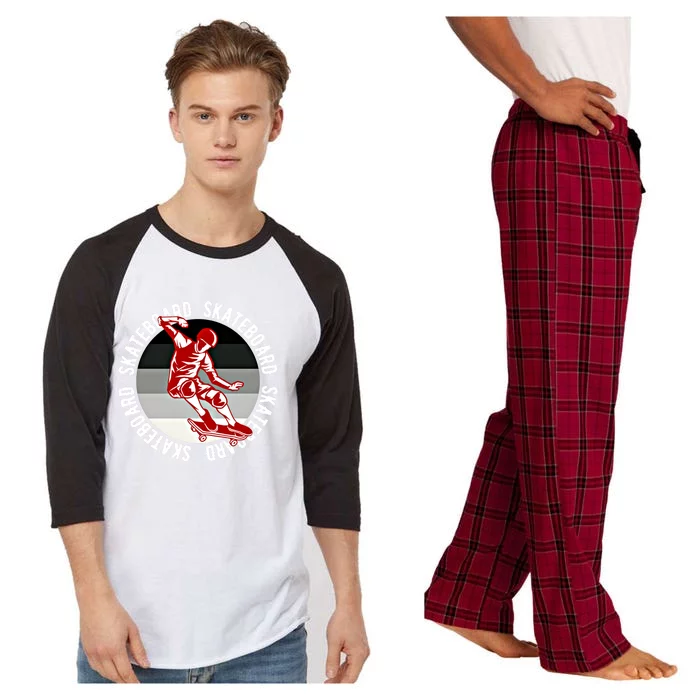 Skateboarding Skateboard Meaningful Gift Raglan Sleeve Pajama Set