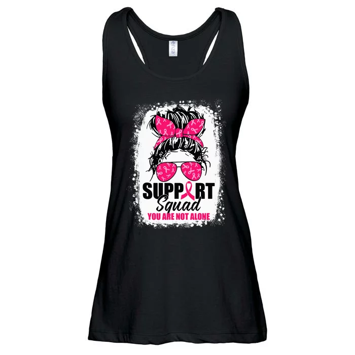 Support Squad Messy Bun Warrior Breast Cancer Awareness Ladies Essential Flowy Tank