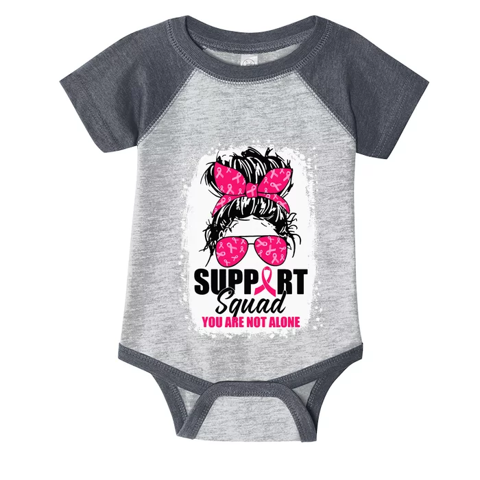 Support Squad Messy Bun Warrior Breast Cancer Awareness Infant Baby Jersey Bodysuit