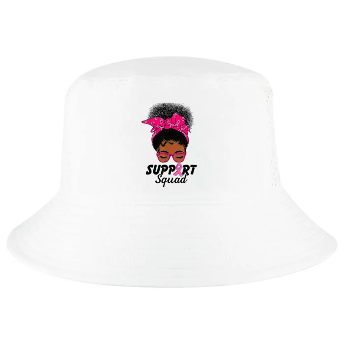 Support Squad Messy Bun Pink Warrior Breast Cancer Awareness Cool Comfort Performance Bucket Hat