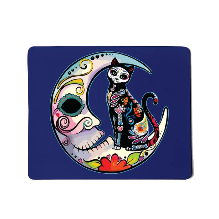 Sugar Skull Moon Cat Mexican Day Of Dead Dia De Los Muertos Mousepad