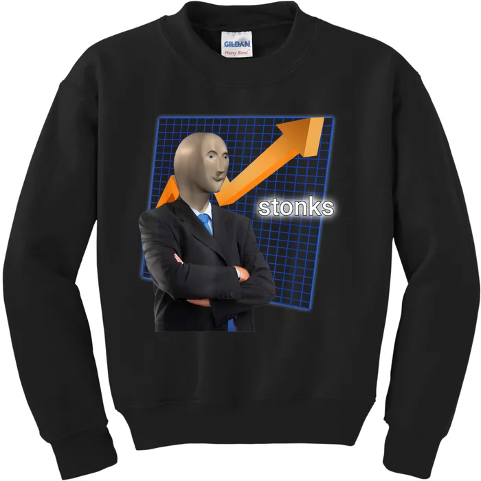 Stonks Surreal Memes Funny Stock Kids Sweatshirt