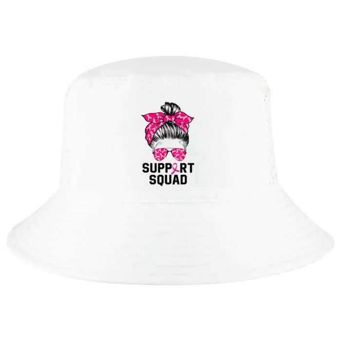 Support Squad Messy Bun Pink Warrior Breast Cancer Awareness Cool Comfort Performance Bucket Hat