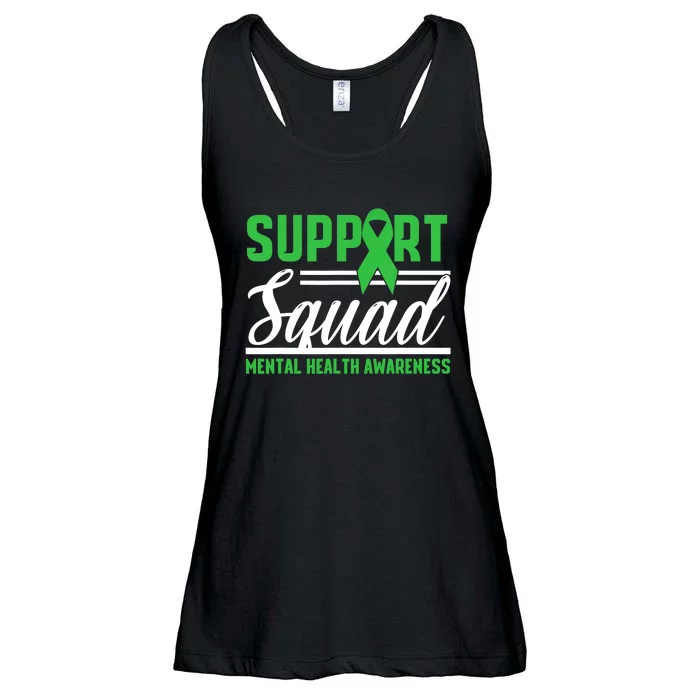 Support Squad Mental Health Awareness Lime Green Ribbon Ladies Essential Flowy Tank