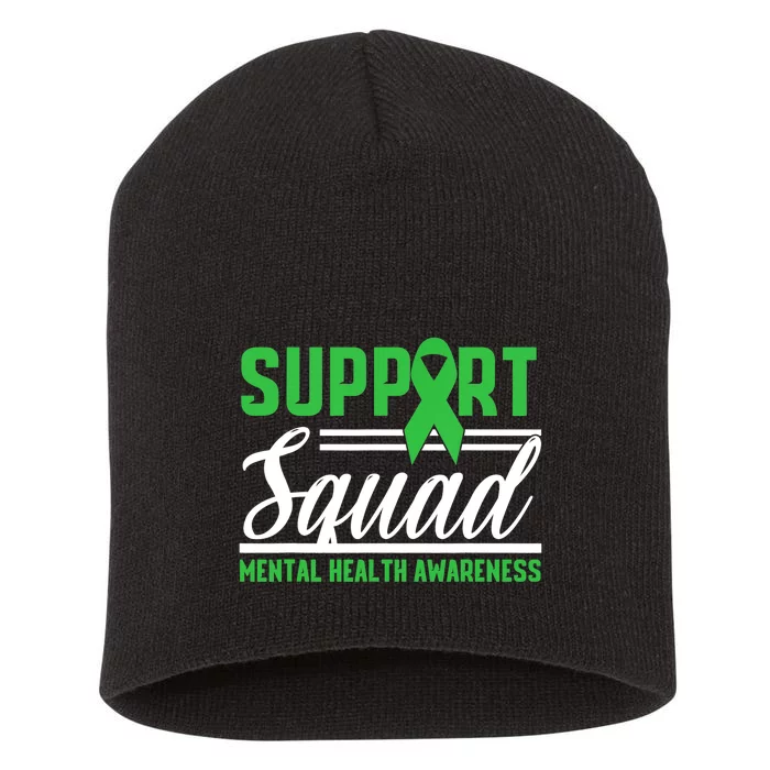 Support Squad Mental Health Awareness Lime Green Ribbon Short Acrylic Beanie