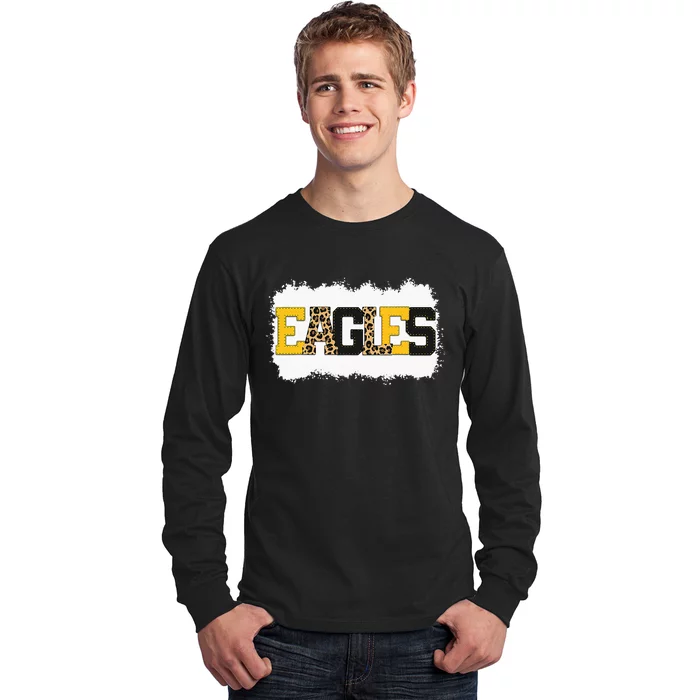 School Spirit Mascot Eagles Leopard Print Teacher Long Sleeve Shirt