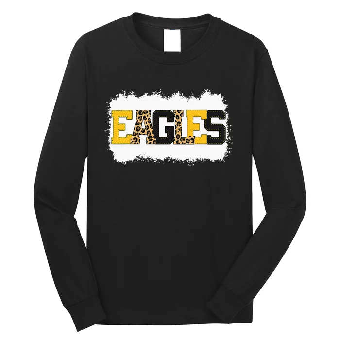 School Spirit Mascot Eagles Leopard Print Teacher Long Sleeve Shirt