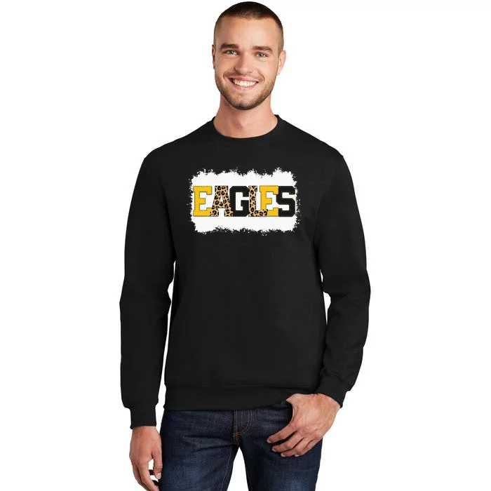 School Spirit Mascot Eagles Leopard Print Teacher Tall Sweatshirt