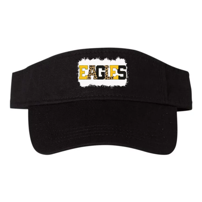 School Spirit Mascot Eagles Leopard Print Teacher Valucap Bio-Washed Visor