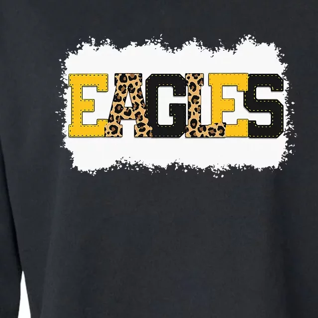 School Spirit Mascot Eagles Leopard Print Teacher Cropped Pullover Crew