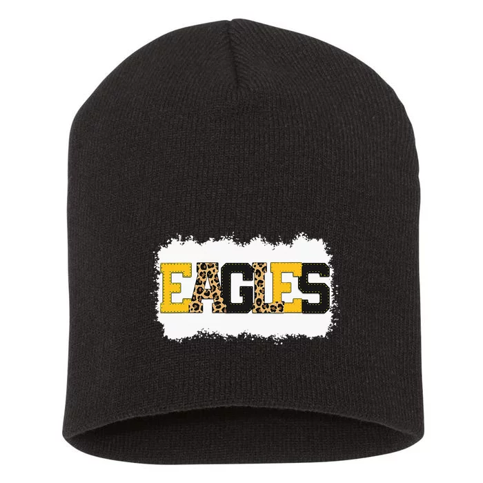 School Spirit Mascot Eagles Leopard Print Teacher Short Acrylic Beanie