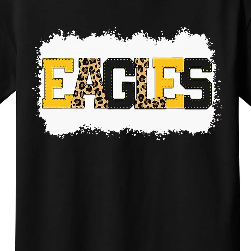 School Spirit Mascot Eagles Leopard Print Teacher Kids T-Shirt