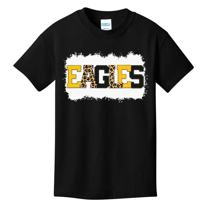 School Spirit Mascot Eagles Leopard Print Teacher Kids T-Shirt