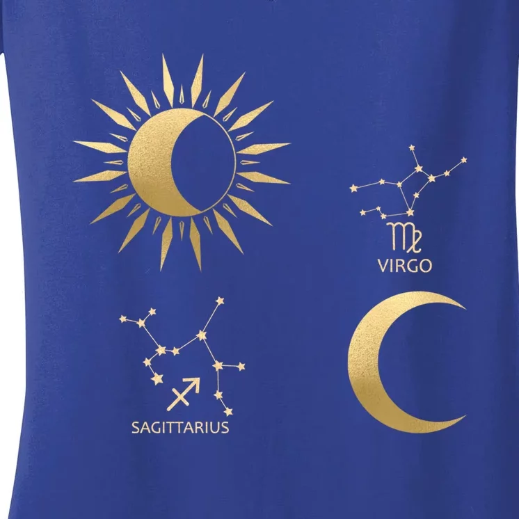 Sagittarius Sunvirgo Moon Zodiac Great Gift Women's V-Neck T-Shirt