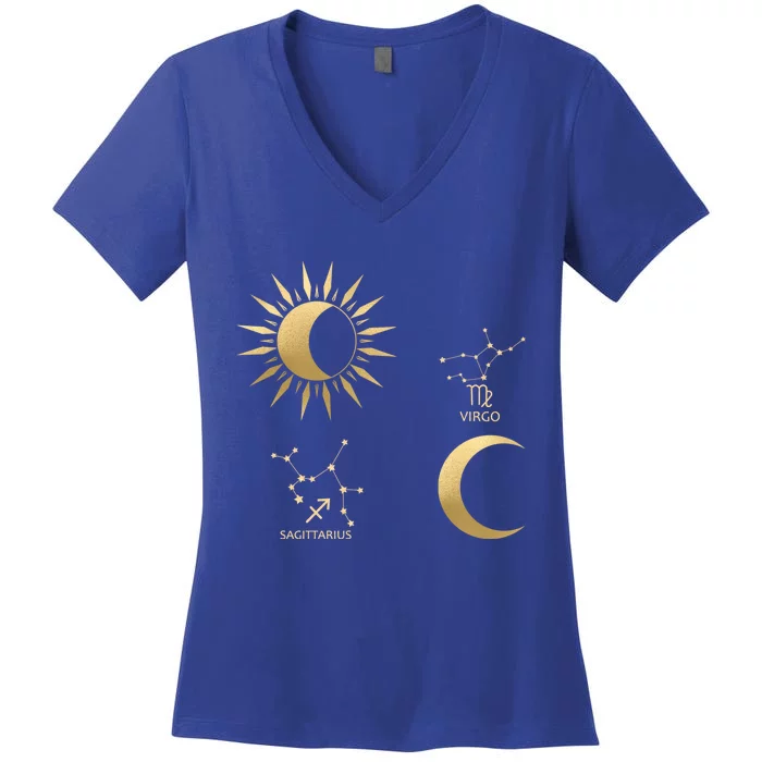 Sagittarius Sunvirgo Moon Zodiac Great Gift Women's V-Neck T-Shirt