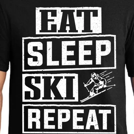 Skiier Skiing Mountain Eat Sleep Ski Repeat Cool Gift Pajama Set